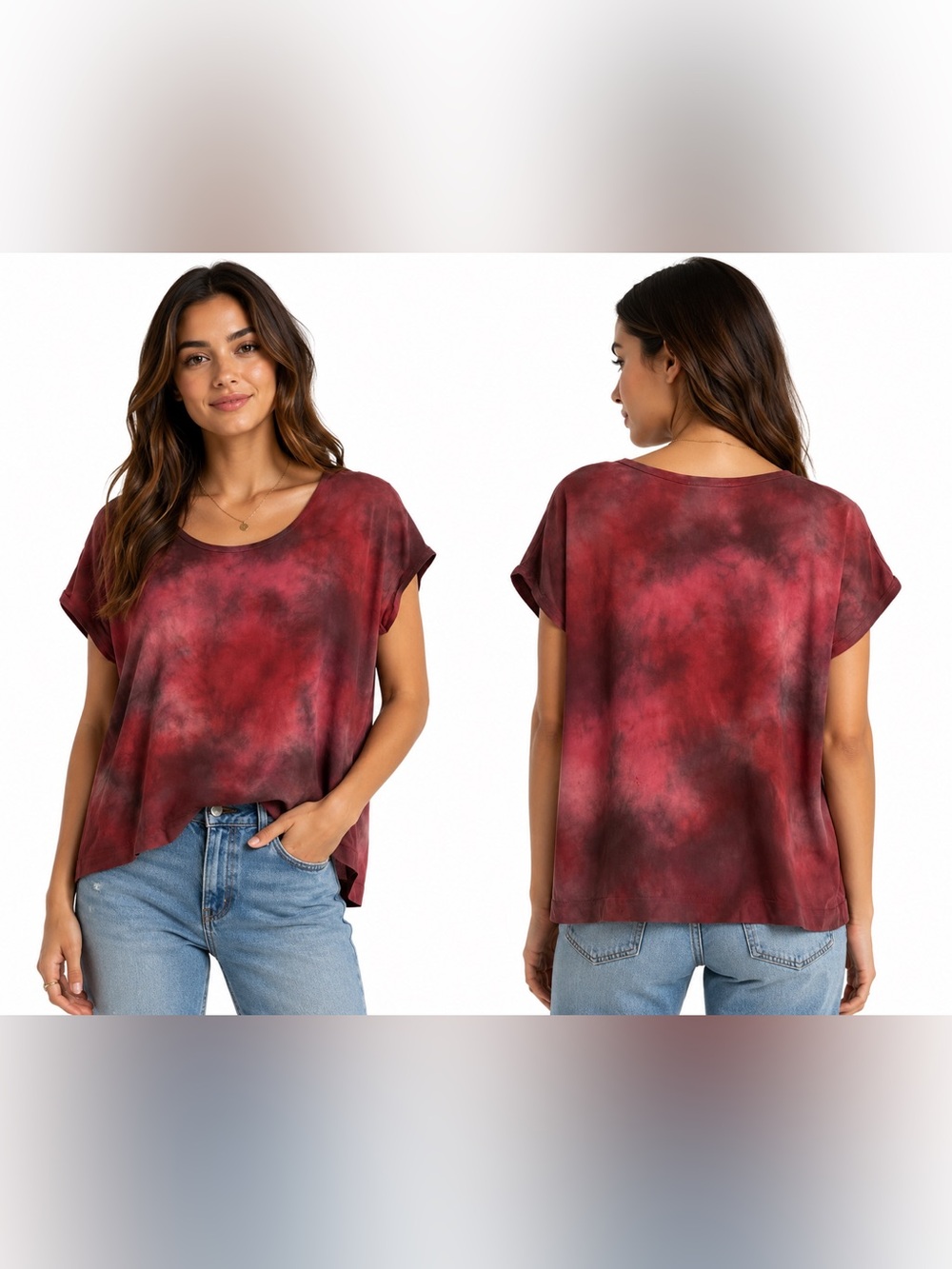 Haley Solar 100% Silk Tie Dye Blouse Upcycled Silk Oversized Boxy Boho Artisan